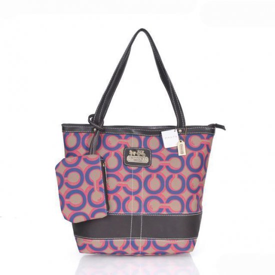 Coach Legacy C Monogram Medium Pink Blue Totes EQY | Women